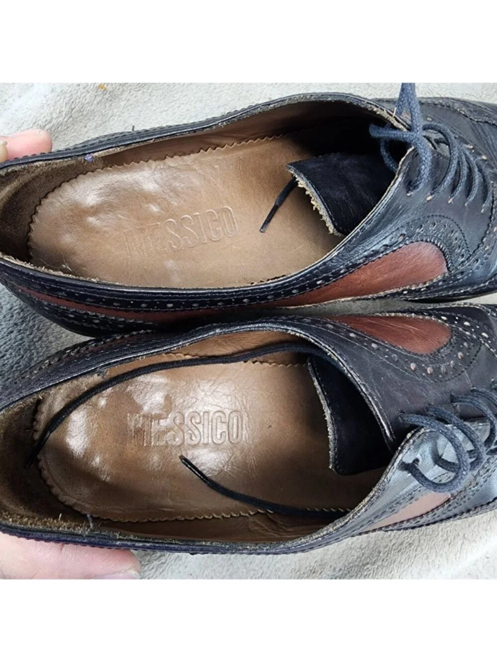 Messico Shoes Mens Size 10 Black Leather Lace Up Brogue Oxford *Read*